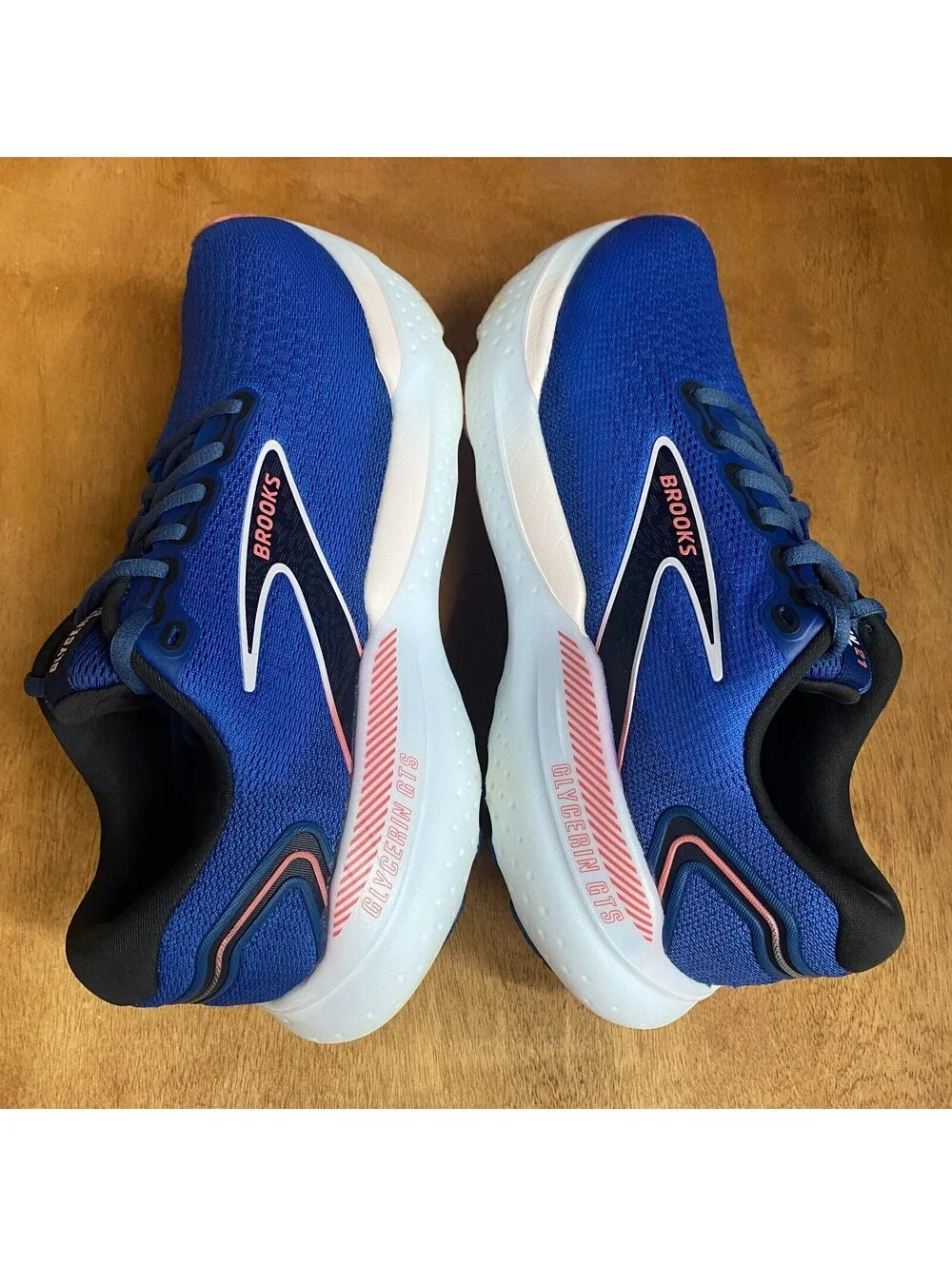 Brooks Glycerin GTS 21 Shoes Women 10 Blue Ice Pink Running Sneakers 1204091B496